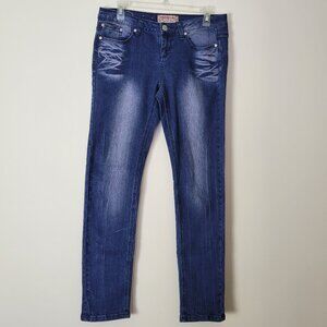 Peace Love Vanilla Star skinny jeans women's 11 juniors grunge edge boho faded L